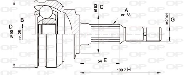 OPEN PARTS Шарнирный комплект, приводной вал CVJ5283.10